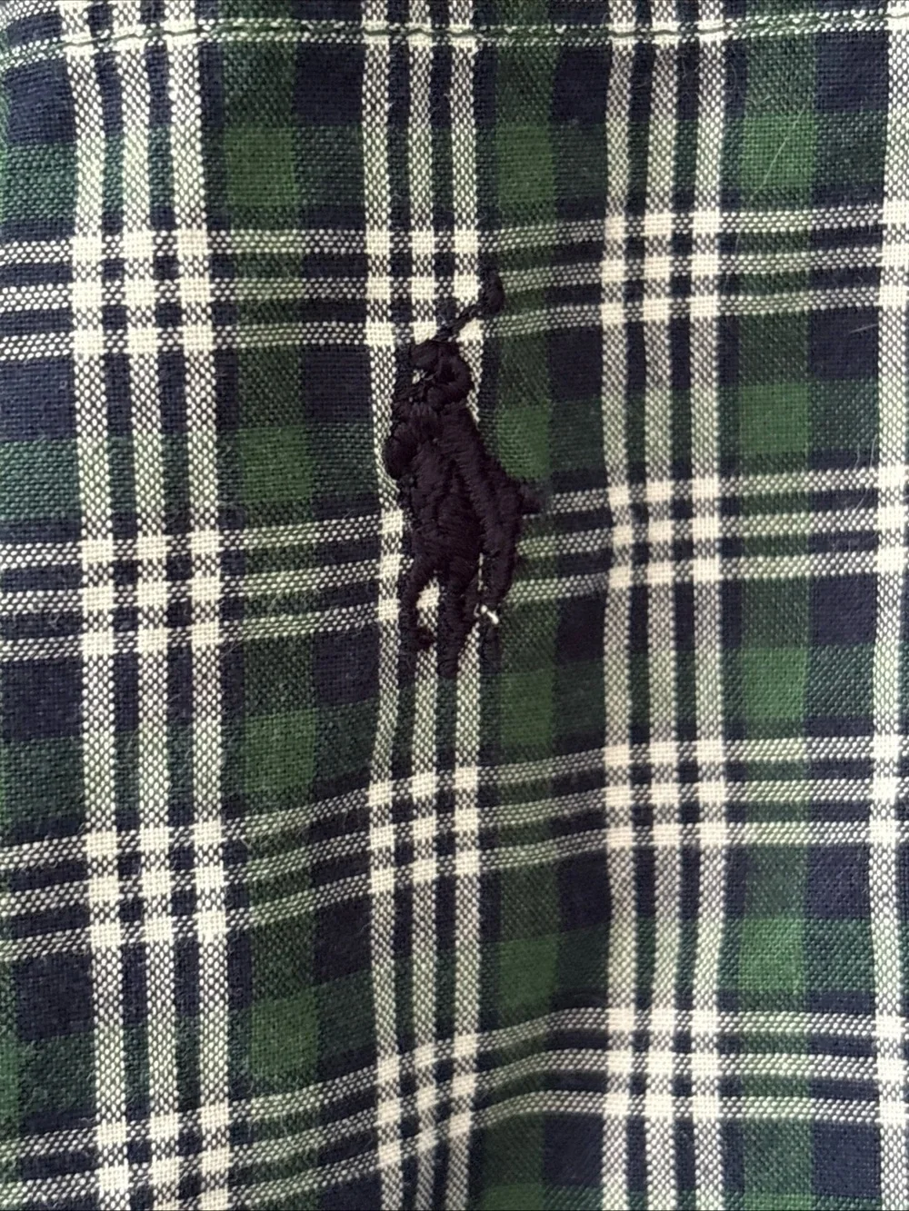 Polo Ralph Lauren Plaid Robe Navy Blue Green Cotton Shawl Collar S/M No Belt